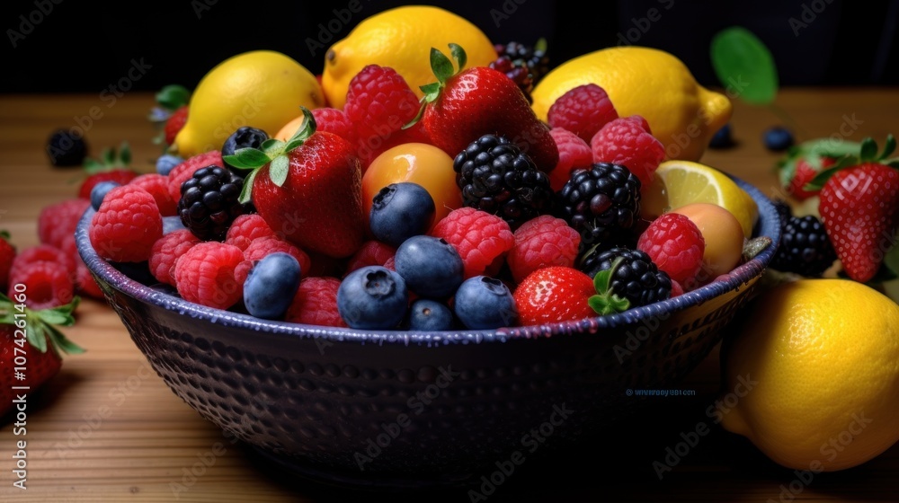 Fresh Fruit Salad with Lemons in a Bowl Fresh Fruit Salad with Lemons in a Bowl