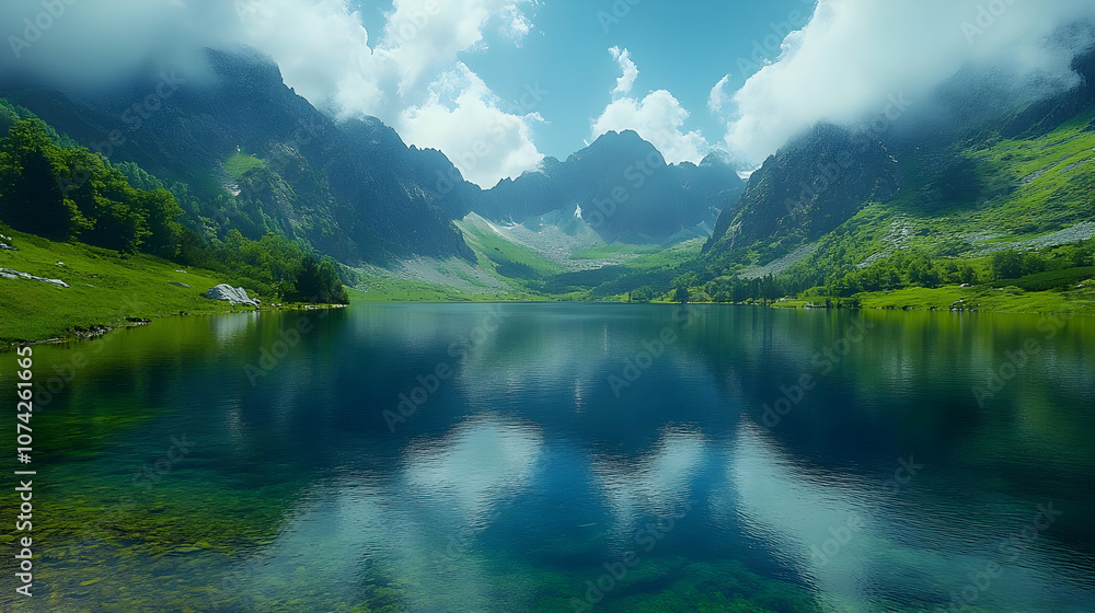 Mountain Lake and Sky Reflection - Nature Photography Mountain Lake and Sky Reflection - Nature Photography