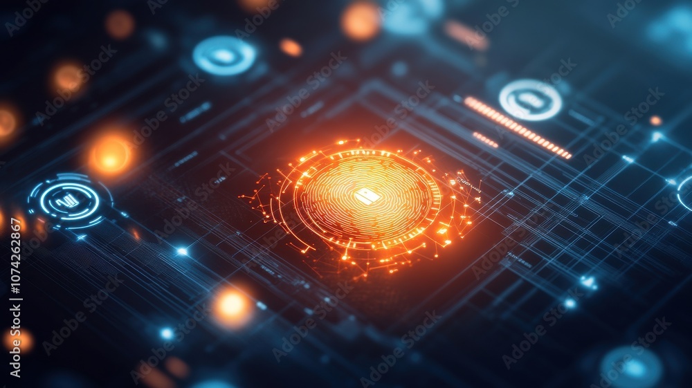 Obraz premium Abstract digital technology background with glowing elements.