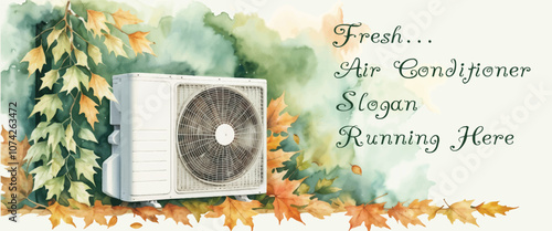 Air conditioner with leaves background