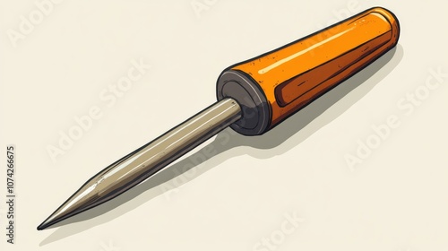 2D cartoon illustration of a punch or awl tool photo