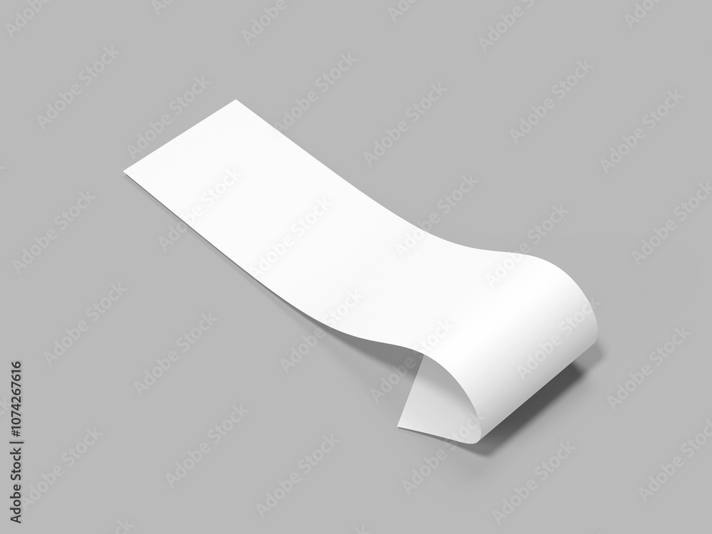 Empty White Paper Receipt Bills Mockup 3D Rendering Empty White Paper Receipt Bills Mockup 3D Rendering