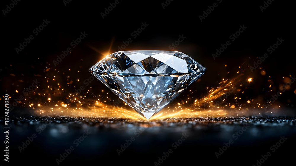 A stunning diamond sparkles with brilliance, radiating luxury and elegance against a dramatic dark background. A stunning diamond sparkles with brilliance, radiating luxury and elegance against a dramatic dark background.