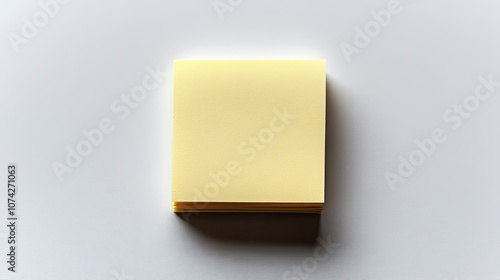 A stack of yellow sticky notes. Great for showcasing a simple and organized workspace.