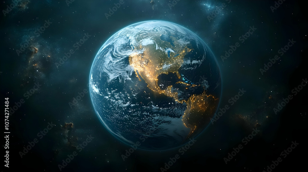 A stunning view of Earth from space, showcasing vibrant colors and intricate details of land and water. A stunning view of Earth from space, showcasing vibrant colors and intricate details of land and water.
