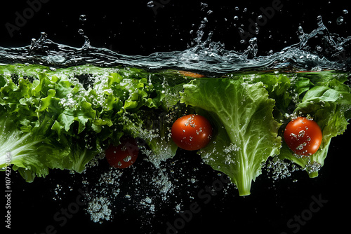 新鮮な野菜　水の中