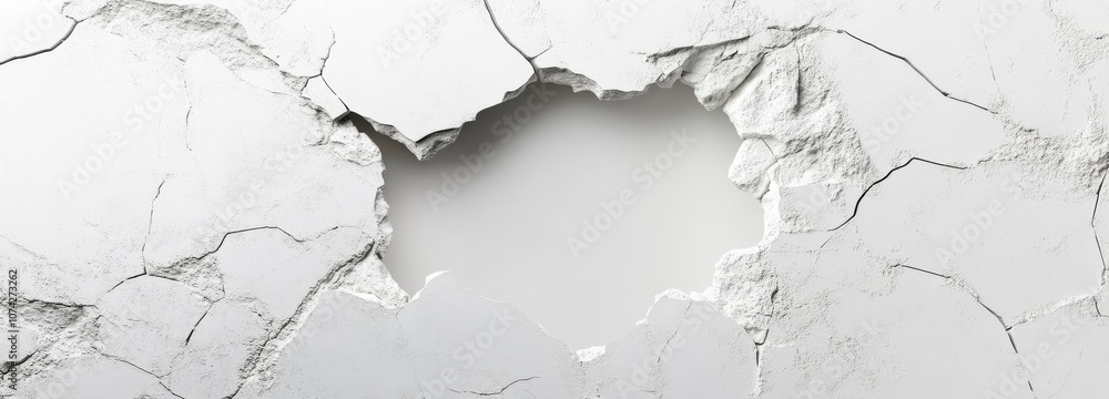 white broken concrete wall or ground. Realistic 3d cracks and holes various size. Old or damaged by earthquake texture. Destruction effect with fissure and fracture. white broken concrete wall or ground. Realistic 3d cracks and holes various size. Old or damaged by earthquake texture. Destruction effect with fissure and fracture.