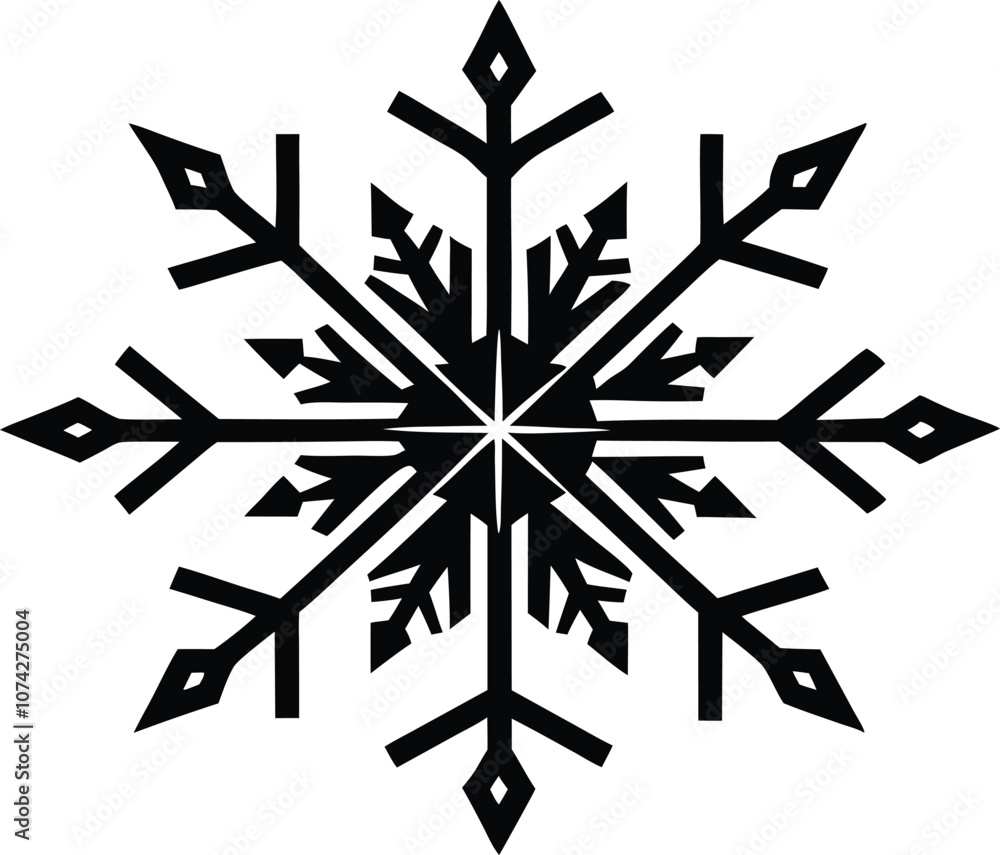 Snowflakes icon, Christmas Snowflake silhouette vector illustration Snowflakes icon, Christmas Snowflake silhouette vector illustration
