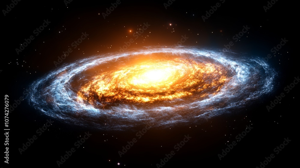 Fototapeta premium Fiery Galaxy Spiral Cosmic Nebula Space Background Astronomy Image