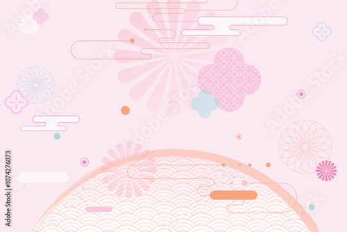 Chinese Japanese New Year vector abstract background illustration