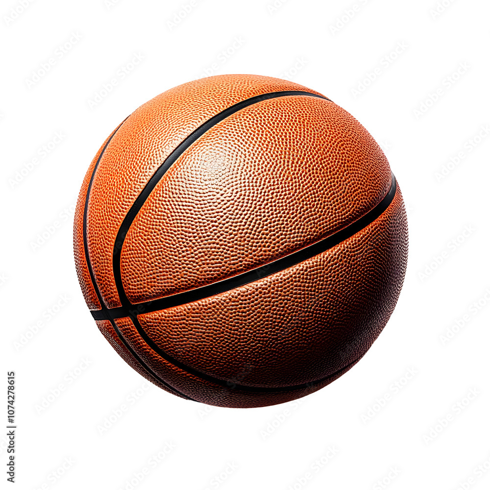 Obraz premium Orange basketball with black lines on a white background isolated on a transparent background.