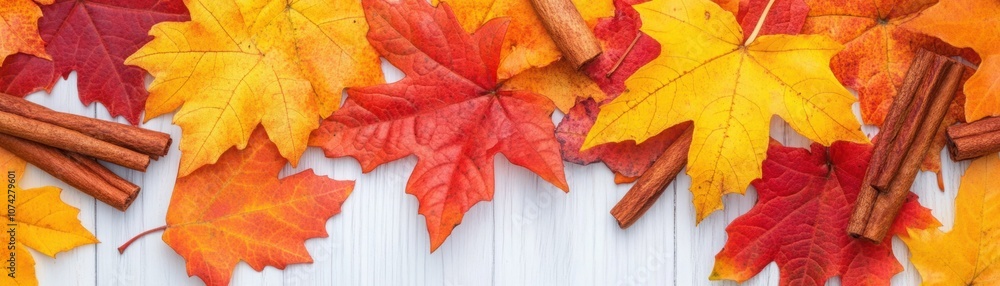 Warm Autumn Leaves with Cinnamon Sticks Creating a Cozy Atmosphere for Seasonal Decor and Culinary Inspiration in Vibrant Colors of Nature Warm Autumn Leaves with Cinnamon Sticks Creating a Cozy Atmosphere for Seasonal Decor and Culinary Inspiration in Vibrant Colors of Nature