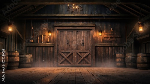 Wallpaper Mural Old wooden door dark room floor is made Wild West Saloon Stage Torontodigital.ca