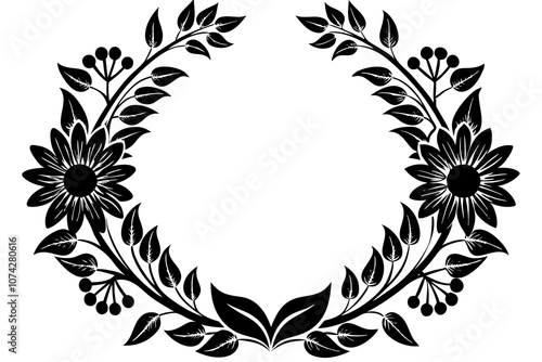 A vector drawing represents floral frame design vector art illustration