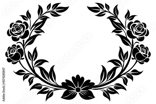 A vector drawing represents floral frame design vector art illustration