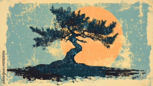 Retro illustration of yew tree