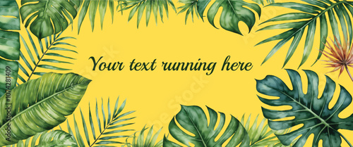 Tropical leaves with monstera and palm leaves frame