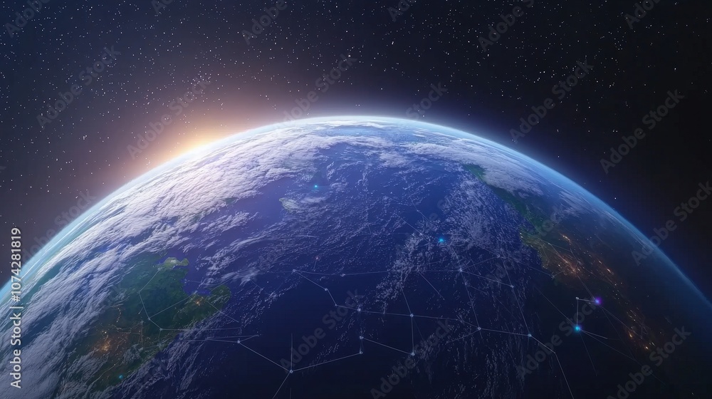 Fototapeta premium Earth Global Network Connection Digital World Illustration