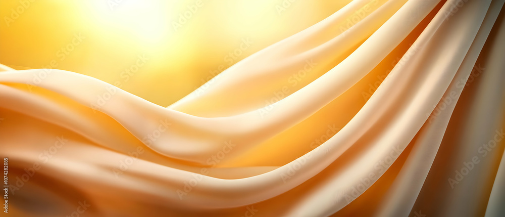 Obraz premium Soft golden fabric draping elegantly, capturing the essence of warmth and light for artistic and design projects.