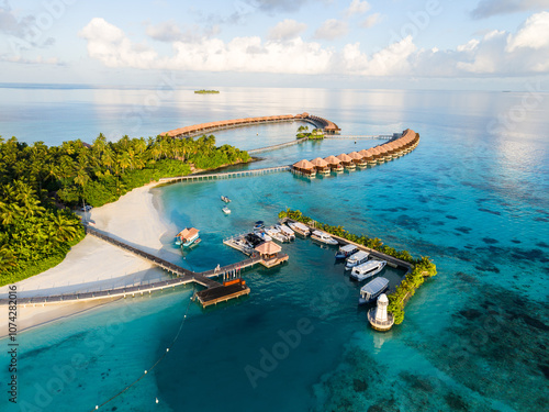 Aerial views of Gaafu Dhaalu Atoll Maguhdhuvaa Island, Maldives photo