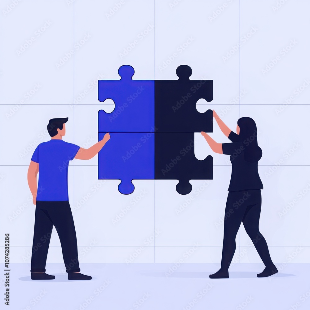 Business Strategy Concept with Individuals Assembling Puzzle Pieces to Form Collaborative Solutions in a Modern Office Environment Business Strategy Concept with Individuals Assembling Puzzle Pieces to Form Collaborative Solutions in a Modern Office Environment