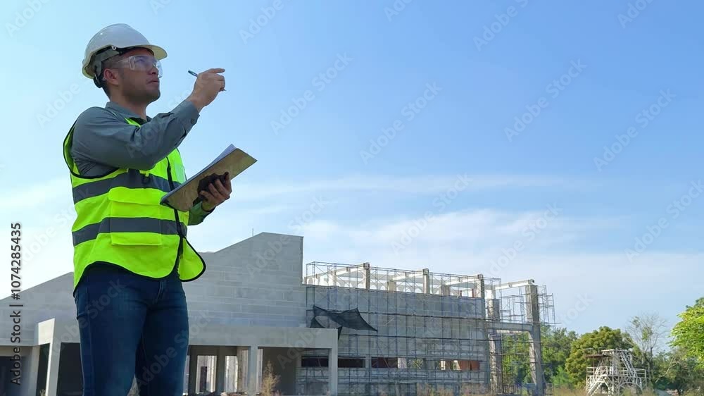 Expert engineer is planning to seriously inspect the structure and safety of the building. Expert engineer is planning to seriously inspect the structure and safety of the building.