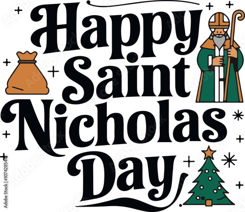 happy saint nicholas day vector