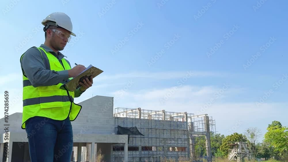 Expert engineer is planning to seriously inspect the structure and safety of the building. Expert engineer is planning to seriously inspect the structure and safety of the building.