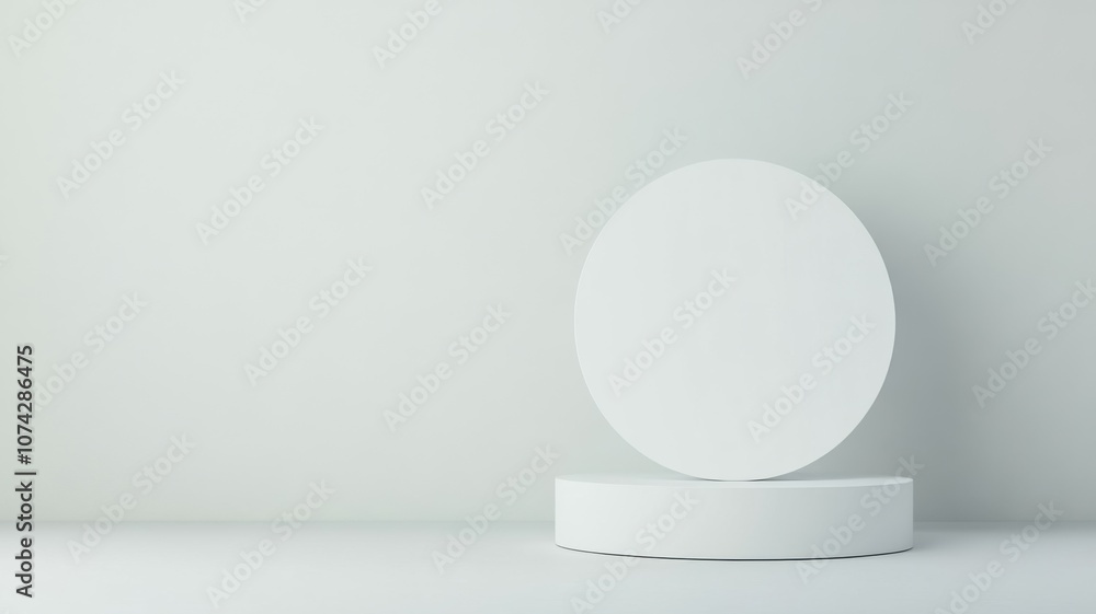 Minimalistic white podiums for product display in a modern setting. Minimalistic white podiums for product display in a modern setting.
