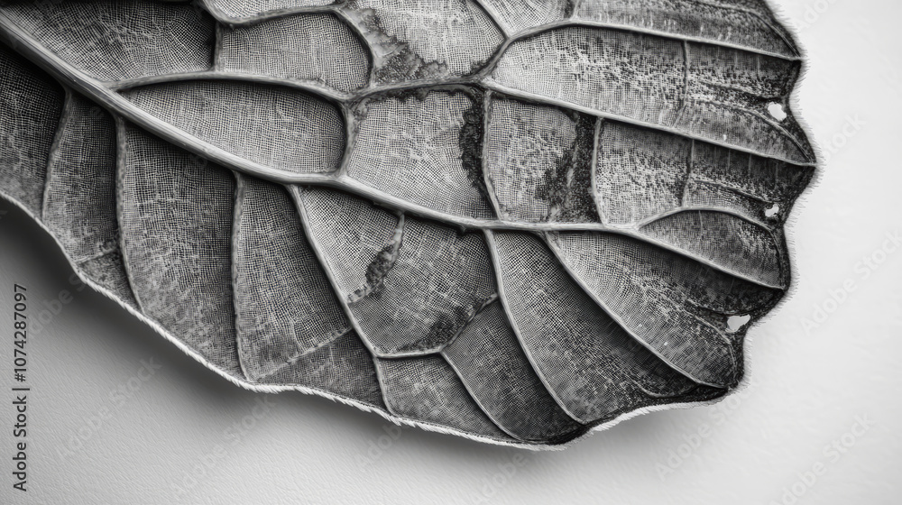 Obraz premium Emphasize fine patterns, like the delicate lines in a leaf or intricate markings on a butterfly wing, capturing every tiny line and edge in crisp detail 
