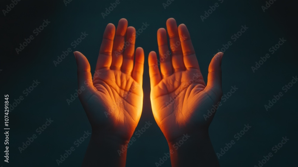 Open hands illuminated by warm light, symbolizing hope and warmth. Open hands illuminated by warm light, symbolizing hope and warmth.