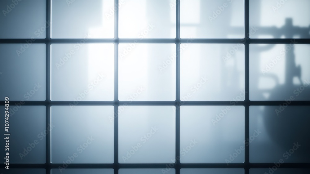 Obraz premium Soft light filtering through a grid pattern creates a dynamic effect.