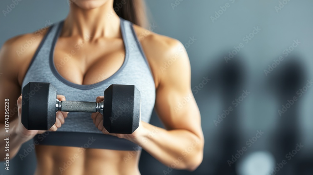 Strong athlete lifting dumbbell in an indoor gym setting. Strong athlete lifting dumbbell in an indoor gym setting.
