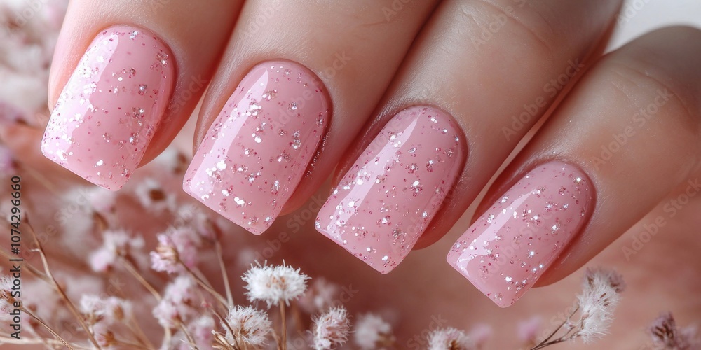 Pink Manicured Hand Close Up Pink Manicured Hand Close Up