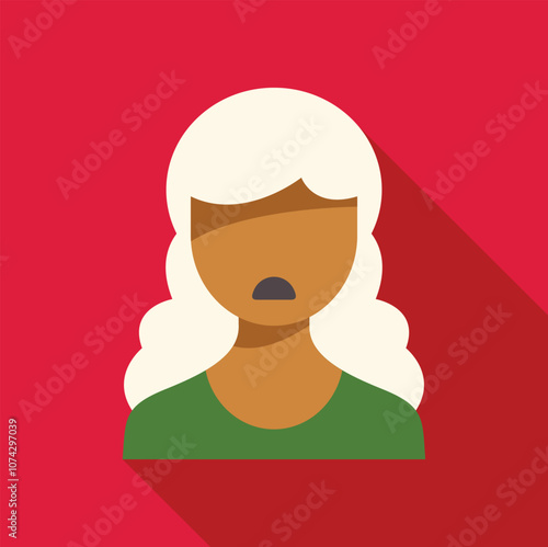 Close up of a sad woman with white hair showing displeasure with a frowning expression