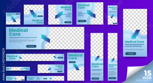 Medical Health Care Web Banner Design template for advertising background, poster, flyer, cover and social media. vector