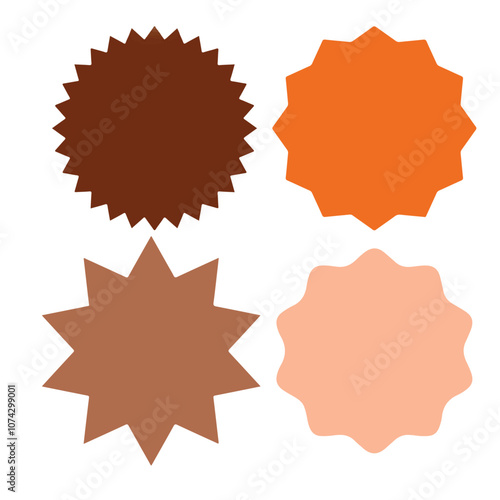 Set of blank multicolor star icons various shape isolated on white background. Vector illustration
