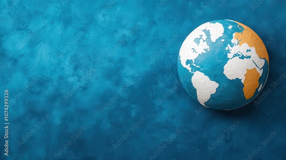 A globe depicting continents on a vibrant blue background, symbolizing geography and global awareness. A globe depicting continents on a vibrant blue background, symbolizing geography and global awareness.