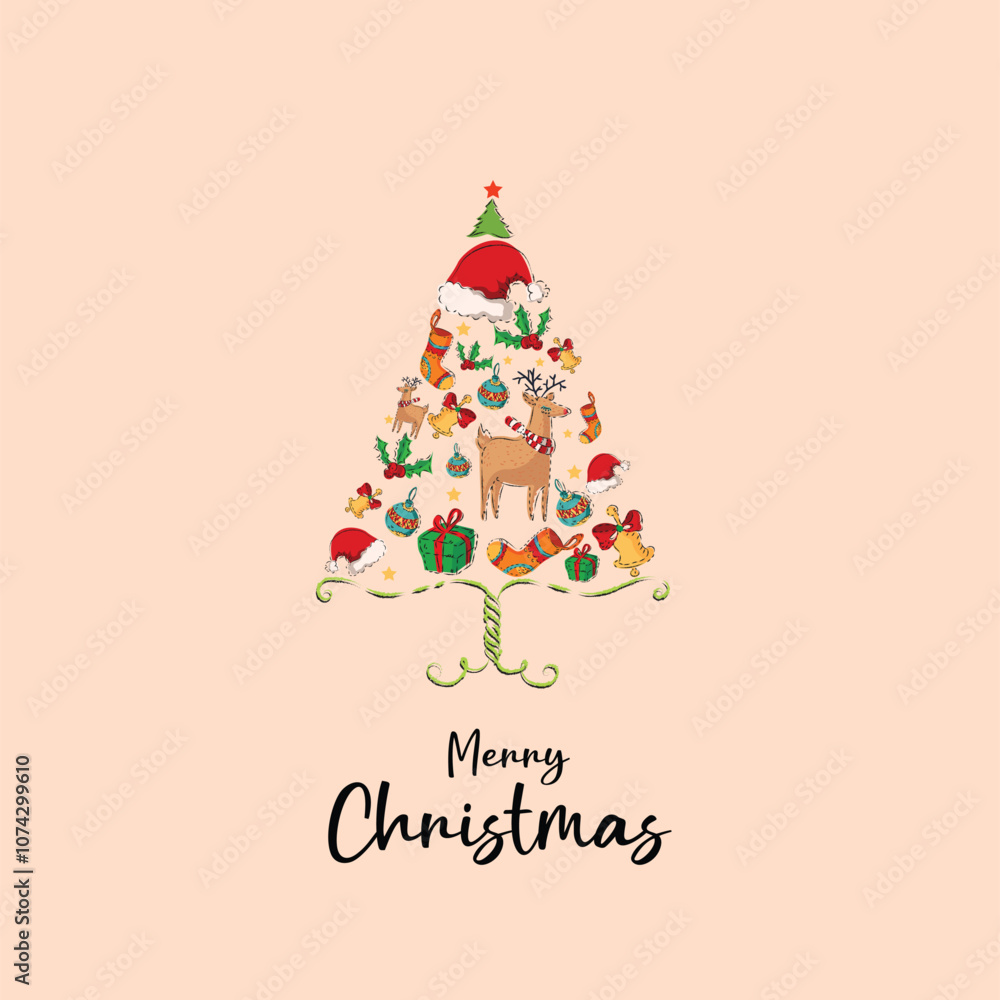 Fototapeta premium Merry Christmas and jingle bells celebration all over world