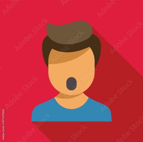 Stylized portrait of a young man opening his mouth