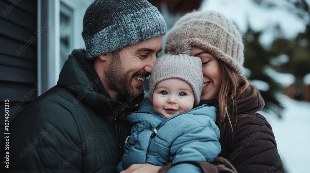 Fototapeta premium Happy Family in Winter
