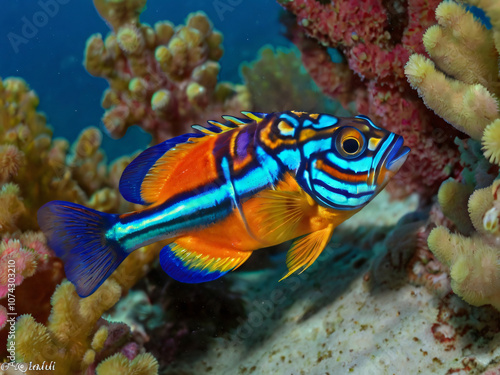 coral reef with Mandarin fish