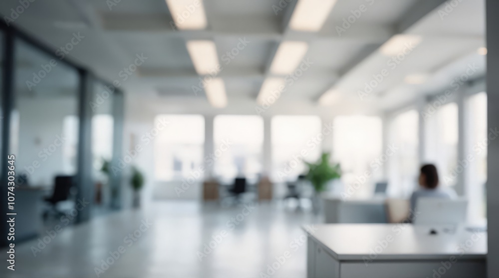 Blurred office interior meeting room with desks, chairs and monitors. Blurry working space with softly defocused effect. For background or backdrop use in business concept Blurred office interior meeting room with desks, chairs and monitors. Blurry working space with softly defocused effect. For background or backdrop use in business concept