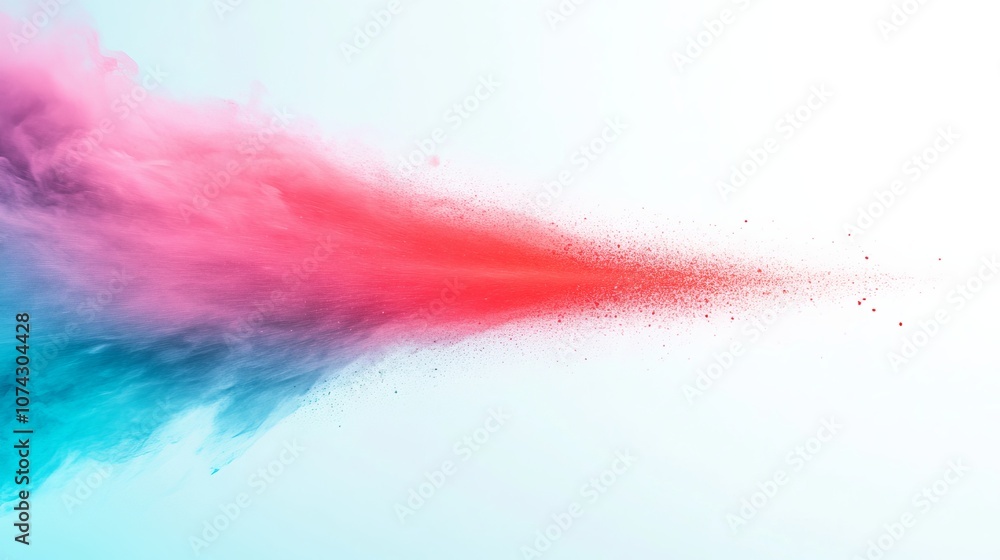 Colorful Burst of Powder in Red and Blue on White Background Colorful Burst of Powder in Red and Blue on White Background
