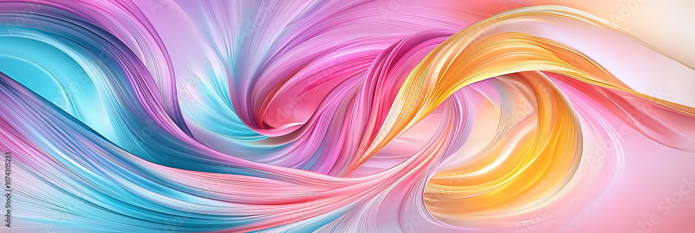 Colorful background with swirling shapes in pink, blue, and yellow, generative AI Colorful background with swirling shapes in pink, blue, and yellow, generative AI