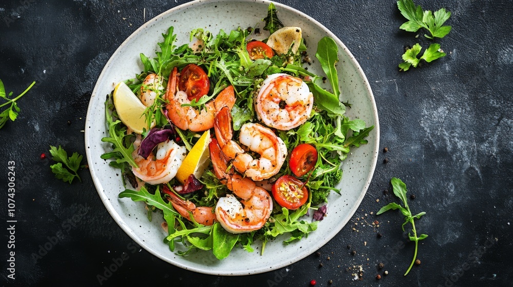 Minimalist seafood salad with clean lines and simple ingredients Minimalist seafood salad with clean lines and simple ingredients