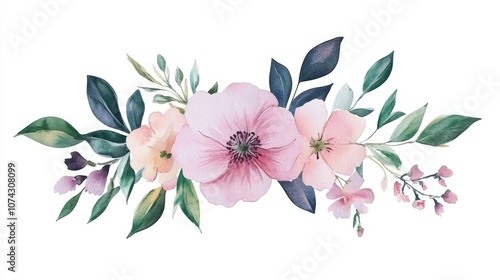 Watercolor floral illustration Handcrafted arrangement Extensive collection of watercolor elements