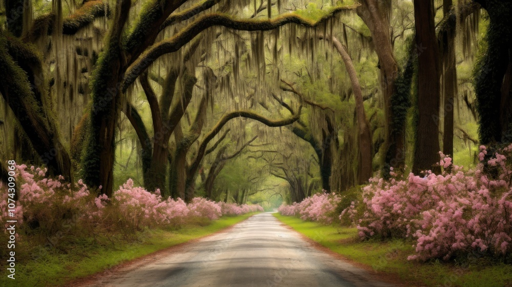 Naklejka premium A Tranquil Drive Through the South