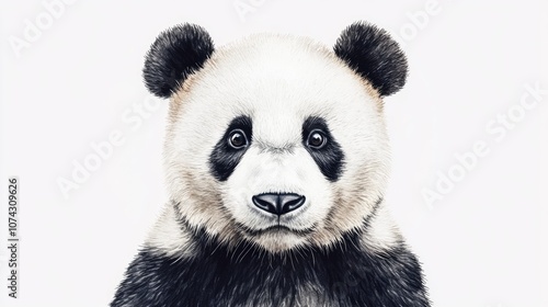 Watercolor illustration of a panda portrait on a white background