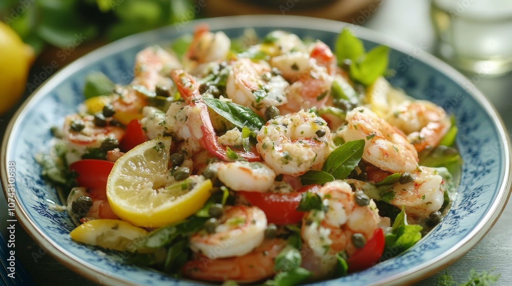 Seafood salad with a tangy lemon and caper dressing Seafood salad with a tangy lemon and caper dressing